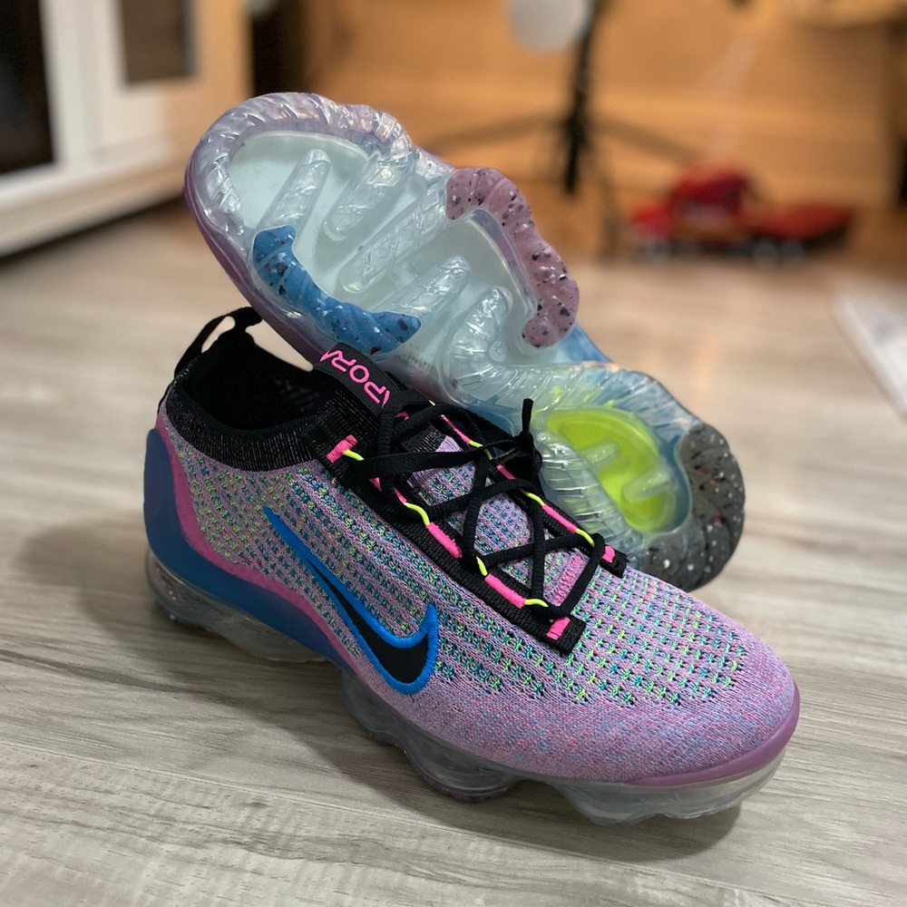 Nike Air Vapormax 2021 Flyknit Pink Blast Photo Blue DX3… - Picture 9 of 11